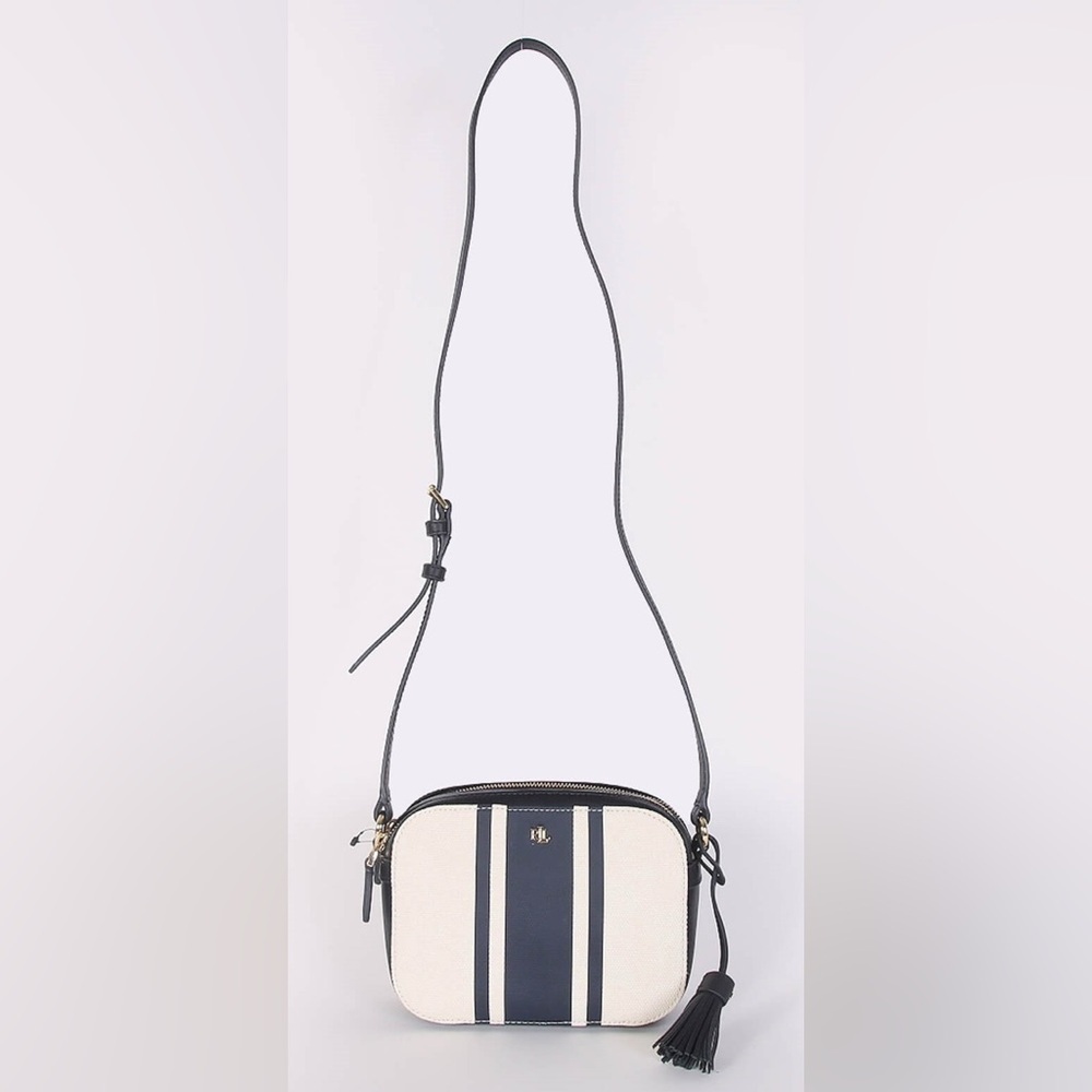 Sleek Stylish LAUREN RALPH LAUREN Hayes Medium Leather Crossbody Navy Blue